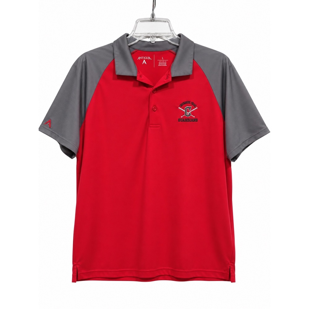 Antigua Cleveland Guardians Polo Shirt Men's Large Red Gray MLB Performance Golf